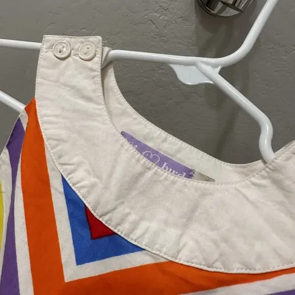 Little Bird by Jools Oliver Retro Rainbow Stripe Collar Dress - Picture 3 of 8